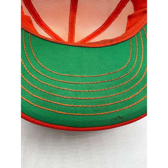 Vtg Leopards Van Vleck Snapback Mesh Trucker Hat Cap Black Orange High School - Picture 9 of 11